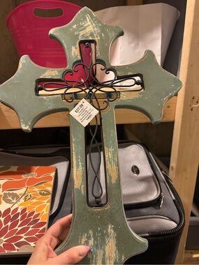 Hobby Lobby Distressed Green Wooden Cross Wall Decor